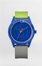 Q&Q高透亚克力镜面白蓝表面拼色表带时尚SOLAR光能防水手表